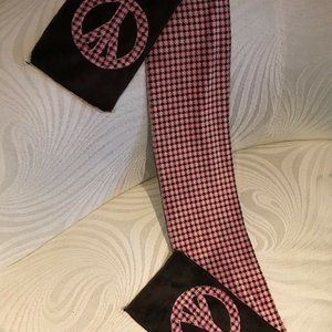 BOOGIE BABY PINK CHECKERED PEACE SIGN SCARF